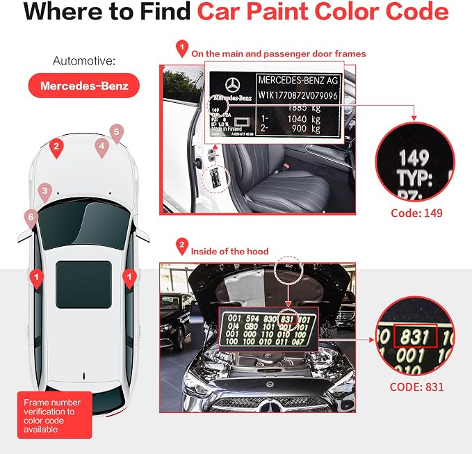 Carhoo 191/9191 Cosmos Black Metallic Compatible with Mercedes-Benz Exact Match Touch Up Paint Pen - 0.56 Fl Oz(16ml)