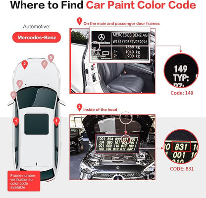 Carhoo 191/9191 Cosmos Black Metallic Compatible with Mercedes-Benz Exact Match Touch Up Paint Pen - 0.56 Fl Oz(16ml)