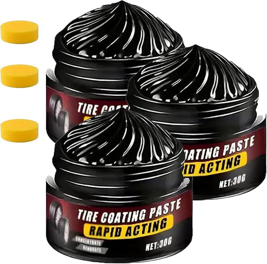 Premium Tire Coating & Trim Restorer, Tire Coating Paste, Long-Lasting Ceramic Coating & UV Protection, Sponge Nourish Renewal Restores Care Gloss Interior Auto Cleaning (3PCS)