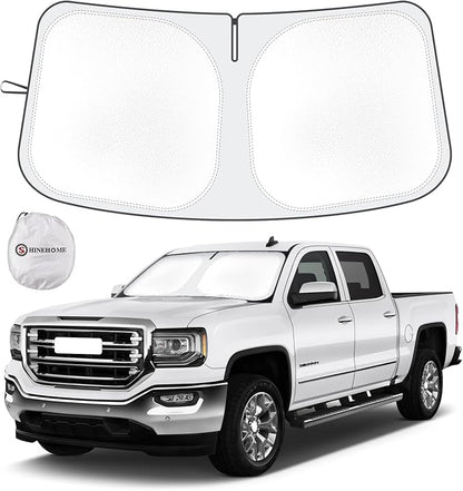 Windshield Sun Shade Compatible with 2019-2025 2026 Chevy Silverado GMC Sierra 1500 2500 3500 Accessories Sun Visor for Front Window Sun Shade Cover Foldable Blocks UV Rays Keep Car Cooler