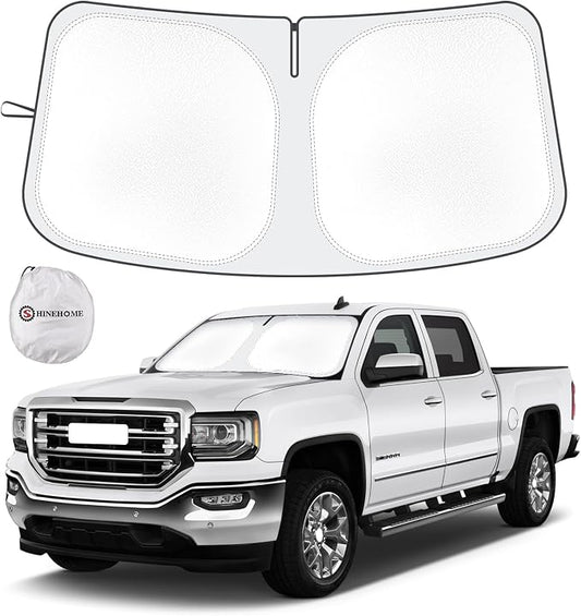 Windshield Sun Shade Compatible with 2019-2025 2026 Chevy Silverado GMC Sierra 1500 2500 3500 Accessories Sun Visor for Front Window Sun Shade Cover Foldable Blocks UV Rays Keep Car Cooler