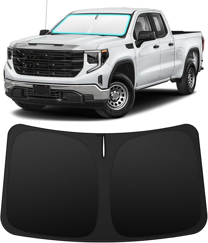 INSAUTO Custom Fit Windshield Sun Shade Accessories for Chevy Silverado GMC Sierra 2019-2026, Foldable Front Window Sunshade, UV & Heat Reflector, Keeps Interior Cool, Includes Storage Bag