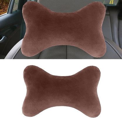 Car Headrest Pillow, Soft & Comfortable Memory Foam Car Neck Pillow for Driving Fatigue Relieve, Universal Cars Head Rest Pillows with Adjustable Strap, Car Interlor Accessorles (Brown)