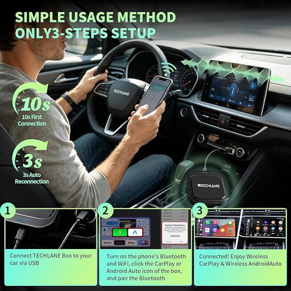 2026 Upgraded 3-in-1 Magic Box 3.0 Wireless CarPlay Adapter & Android Auto Wireless Adapter, CarPlay AI Box with Netflix/YouTube Support, Car Video Box for OEM Wired CP/AA, 5G WiFi BT 5.0, Plug & Play