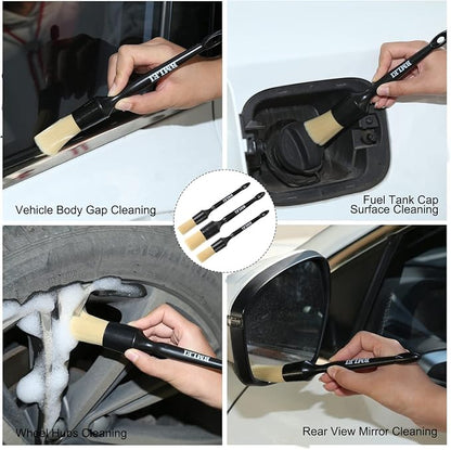 BMLEI 5pcs Car Detailing Brushes Set, Boars Hair Auto Car Detail Brush Kit No Scratch, Ultra Soft Car Duster Brushes Perfect for Interior, Exterior Cleaning, Wheels,Tires,Leather Seats…