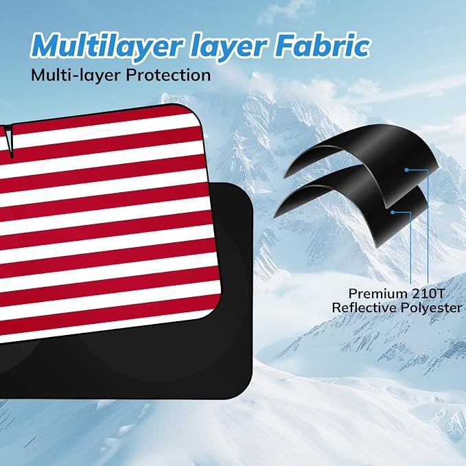 Windshield Sun Shade Original American Flag USA Patriotic Design - Folding Car Front Window Sunshade for Cars SUV Trucks, Max UV Blocking and Keep The Vehicle Cool XL