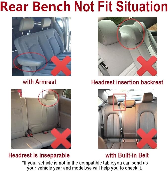 Flying Banner Car Seat Covers Full Set Front Seats and Rear Bench Polyester car seat Protectors Black Gray Purple airbag Compatible Rear Bench Split (Black Red)