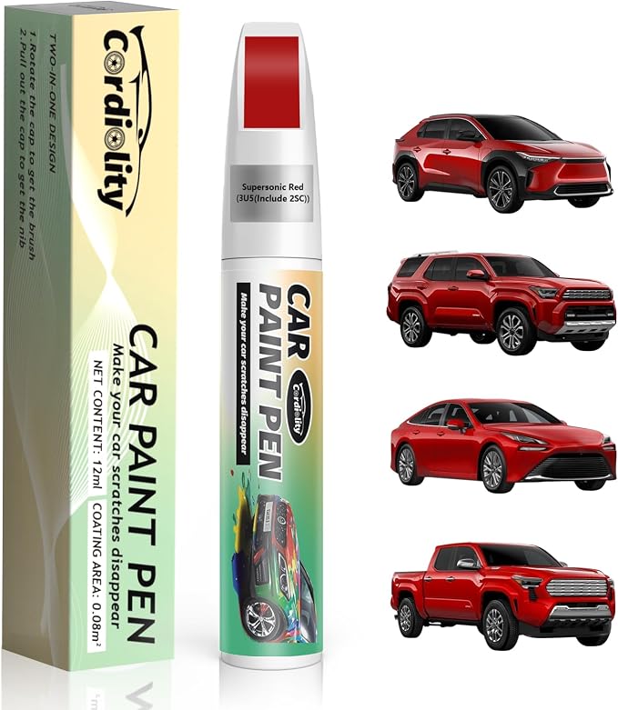 Supersonic Red(3U5(Include 2SC)) Touch Up Paint Pen for Toyota,Car Paint Scratch Repair Pen Quick and Easy Fix Auto Paint Scratch