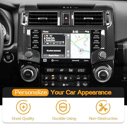 Hoolcar Dashboard Center Console Navigation Trim Panel Decoration Kit Interior Cover Accessories for 2020-2022 2023 2024 2025+Toyota 4Runner, Carbon Fiber