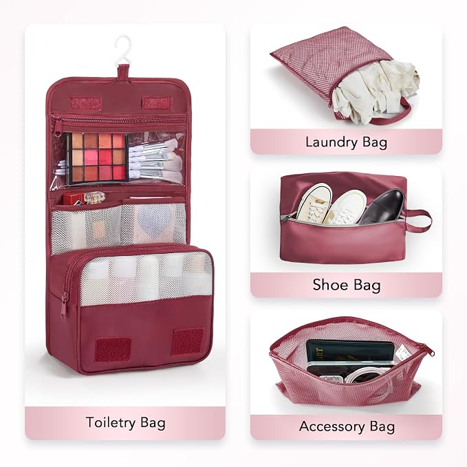 OlarHike 10-Pack Compression Packing Cubes for Travel Essentials,Compressible Expandable Packing Cubes for Suitcase,Luggage Garment Bags for Travel,Handy Helper for Organizing Clothes(Wine Red)