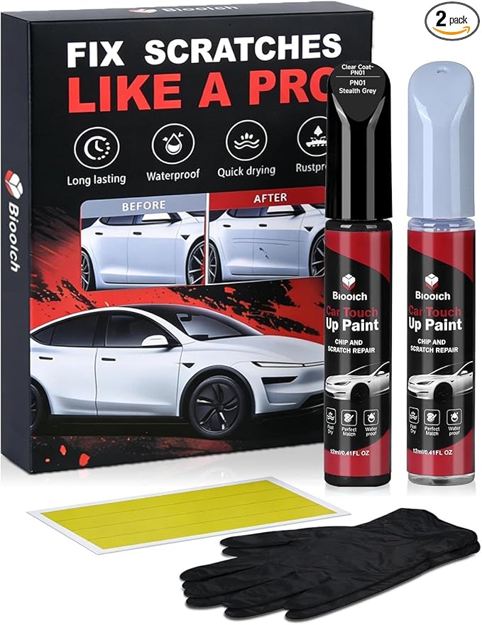PN01 Stealth Grey for Tesla Touch Up Paint Kit[2K Clear Coat Included],Exact Color Match Touch Up Paint for Chip and Scratch Repair