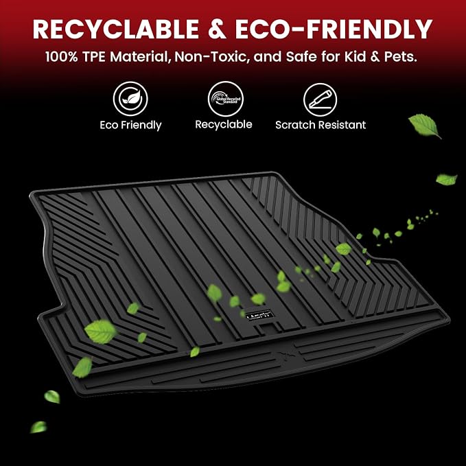 LASFIT Cargo Trunk Mat for Toyota RAV4 2025 2024 2023 2022 2021 2020 2019 (Include Hybrid) All Weather TPE Rear Trunk Cargo Liner Custom Fit Waterproof RAV 4 Cargo Tray Accessories, Black