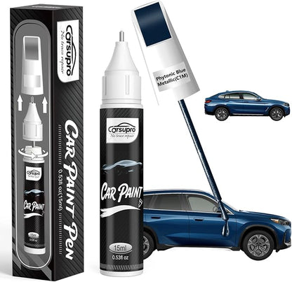 Phytonic Blue Metallic(C1M) for BMW Touch Up Paint Pen, 2 in 1 Car Scratch Remover with Pen Tip and Brush, Precise Color Match for Car Paint Scratch Repair, Quickly and Easily Fix Chips and Nicks