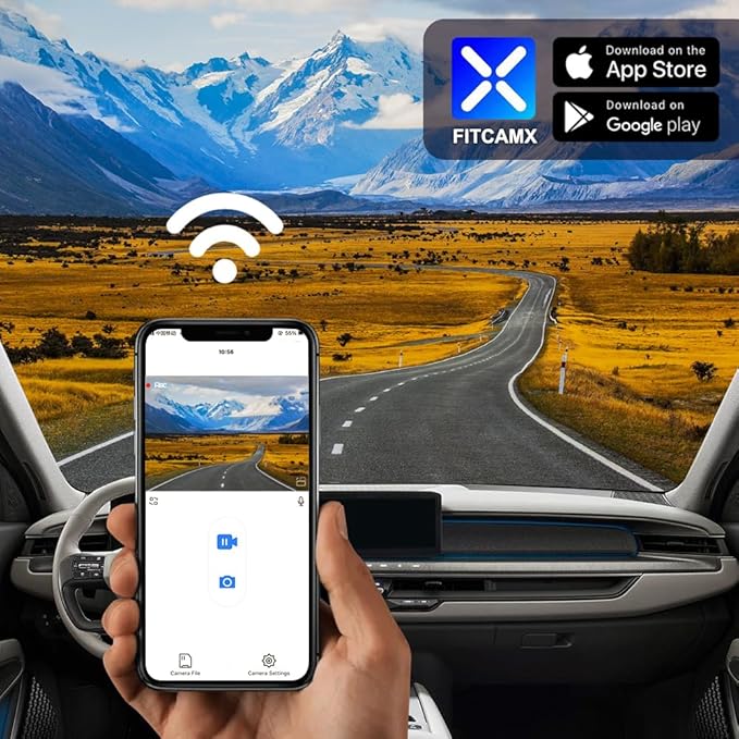 Fitcamx 2K Dual Dash Cam Suitable for Kia EV9 2023-2026 Wind Land GT-Line (Part No#DO000), OEM Style, Front 1440P+Rear 1080P Video, Loop Recording, Built-in WiFi&APP, G-Sensor, Easy to Set, 64GB Card