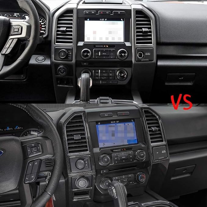 Keptrim for F150 ABS Carbon Fiber Central Console Air Conditioner Panel Trim for 2015 2016 2017 2018 2019 2020 Ford F150, 5pcs