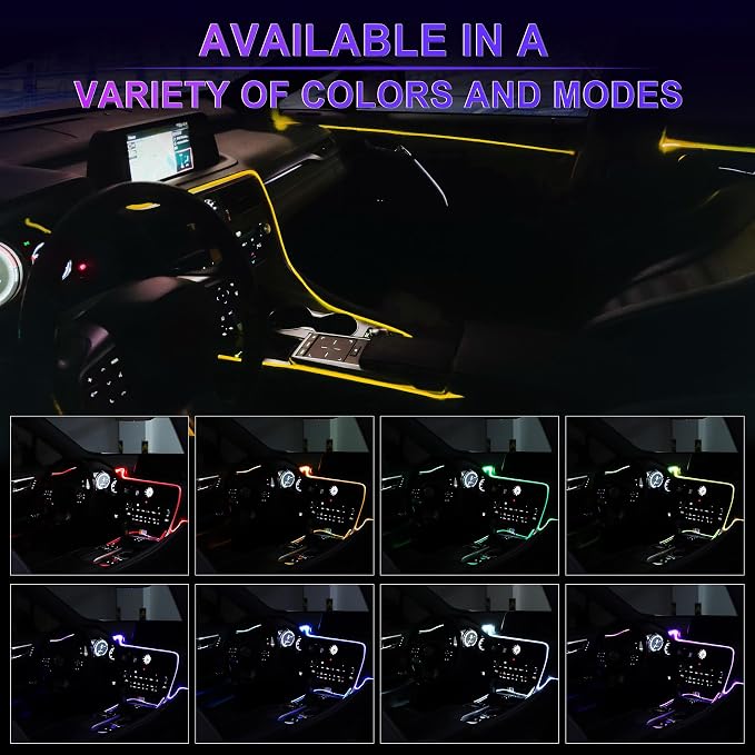 LivTee Smart Car LED Interior Lights with USB Port, LED Strip Fiber Optic Lights, Wireless App Control, Sync to Music, Car Accessories Gifts for Women and Men, 5 in 1