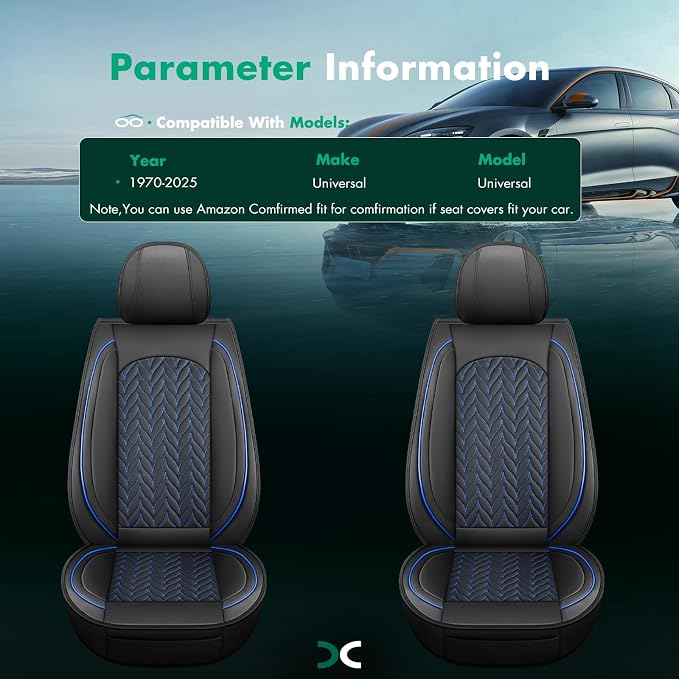 SCITOO 2CPS Front Seat Covers,Car Seat Covers Universal Automotive Seat Covers Waterproof Vehicle Seat Covers for Most Sedan, Truck and SUV (2PCS Front, Black And Blue)