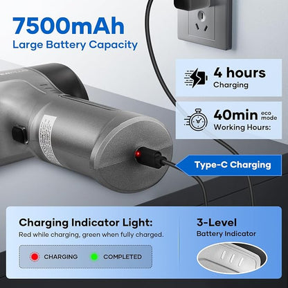 SakerPlus Mini Vacuum Cleaner, 3 in 1 Car Vacuum Cleaner High Power, 15000PA Powerful Suction, Air Duster, 7500mAh, Dual Filter,Adjustable Small Vaccum Portable Cordless for Cars,Desktop,Home - HL137