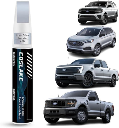 Car Touch Up Paint(Iconic Silver Metallic(JS)) for Ford, Car Paint Scratch Repair Kit, Quick & Easy Solution to Repair, 2 in 1 Scratch Remover Pen with 2PCS Disposable Micro Applicators