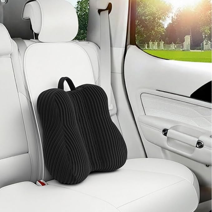 Lumbar Support Pillow for Recliner, Back Support Pillow for Office Chair, Back Cushion with Shredded Foam for Back Pain Relief & Reading, Lumbar Cushions for Couch, Sofa Seat, Car, Black