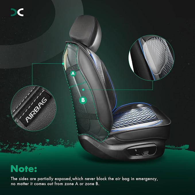 SCITOO 2CPS Front Seat Covers,Car Seat Covers Universal Automotive Seat Covers Waterproof Vehicle Seat Covers for Most Sedan, Truck and SUV (2PCS Front, Black And Blue)