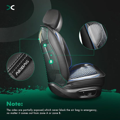 SCITOO 2CPS Front Seat Covers,Car Seat Covers Universal Automotive Seat Covers Waterproof Vehicle Seat Covers for Most Sedan, Truck and SUV (2PCS Front, Black And Blue)