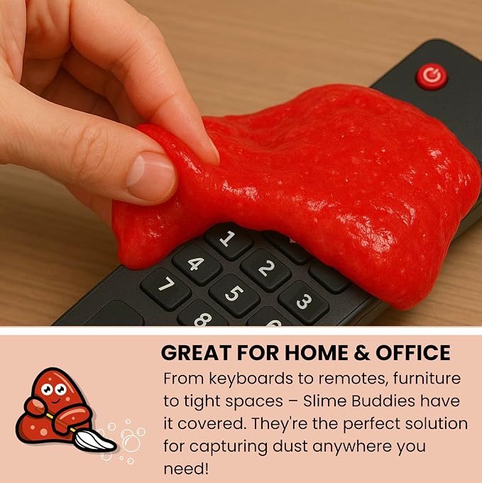 Slime Buddies Car Cleaning Gel Putty - Strawberry Scented Interior Detailing Tool for Cup Holders, Air Vents & Keyboard - Reusable Auto Detailing Accessories - Dust Remover Goop - Gifts for Men Women