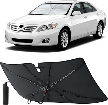EcoNour Umbrella Windshield Sunshade for Toyota Camry 2007 2008 2009 2010 2011 | Front Windshield Sun Shade UV Heat Blocker | Foldable Reflective Car Sun Visor Interior Cooling Accessories
