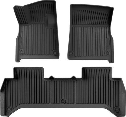 BestEvMod All Weather Floor Mats Compatible with Rivian R1T 2025 2026 Anti-Slip 3D Pattern TPE Heavy Duty Rubber Waterproof Non-Slip Floor Liner 1st & 2nd Rows Set Gen 2 Accessories (2025+ R1T)