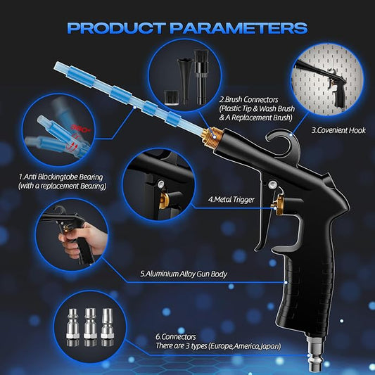Car Cleaning Gun Detailing Interior Dryer Air Blow Gun, High Pressure Blower Gun, Car Detailing Kit Interior Cleaner, Car Detailing Tools for Car Quickly Blasts Dirt and Dust Works with Air