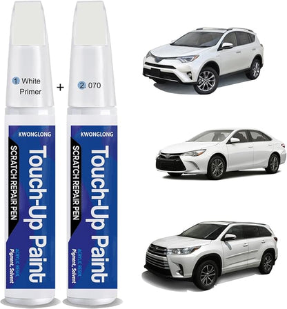 Blizzard Pearl 070 Touchup Paint Compatible with Toyota, 2-in-1 Scratch Repair Pen Exact Color Match, Car Scratch Repair Pen