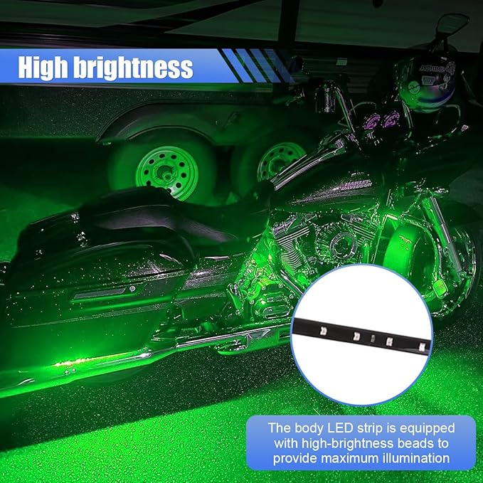 6PCS Car LED Light Strip for Underbody - 1Ft 12V Flexible Waterproof Car Underglow Strip Auto Interior & Exterior Decoration Light - High Brightness LED Strips for Motorcycle Boat (Green)