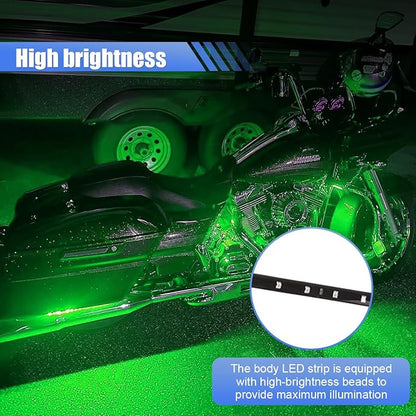 6PCS Car LED Light Strip for Underbody - 1Ft 12V Flexible Waterproof Car Underglow Strip Auto Interior & Exterior Decoration Light - High Brightness LED Strips for Motorcycle Boat (Green)