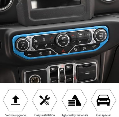 RT-TCZ Air Conditioning Dashboard Center Console Control Trim Panel Cover Interior Accessories Decoration Trim Kit for Jeep Wrangler JL JLU & Gladiator JT 2018-2022,Light Blue