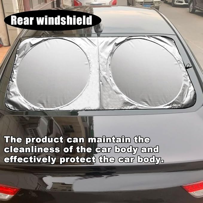 Car Windshield Sun Shade, Cool Reflective Sun Blocker, Foldable Car Front Window Covers, Sun Protection Automotive Glass Shade for Comfortable Driving for Universal Car SUV Truck (64.96 x 35.43'')