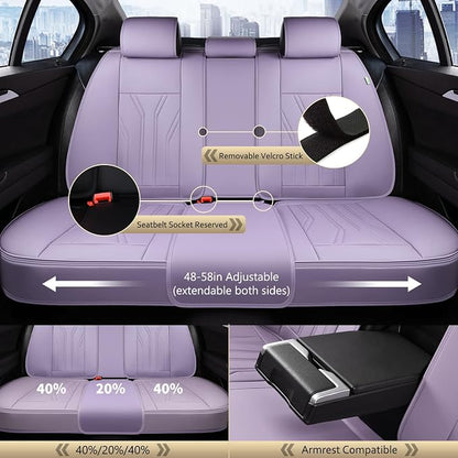 FLORICH Leather Seat Covers Full Set Purple Car Seat Cover Full Coverage Seat Covers Front Seats and Rear Waterproof Car Seat Cushion Protector Universal Fit for Most Cars Trucks SUVs