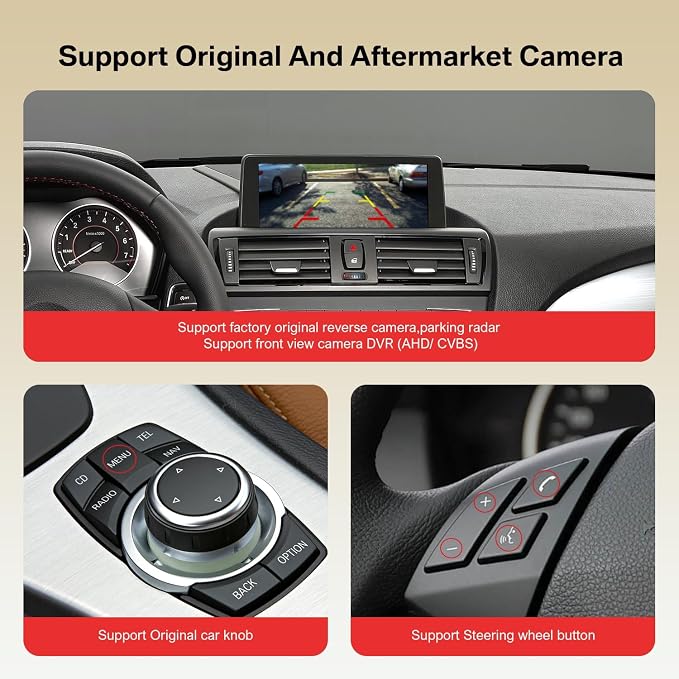 Linux CarPlay Retrofit Kit for BMW CIC System 1s 3s 5s 6s X1 X3 X5 X6 Z4,E60/E61/E81/E90/F07/F10/F11 2008-2012,E84/E71/F25/E70 2009-2013, Decoder Box, Support Android Auto, Mirrorlink, OEM Knobs & SWC