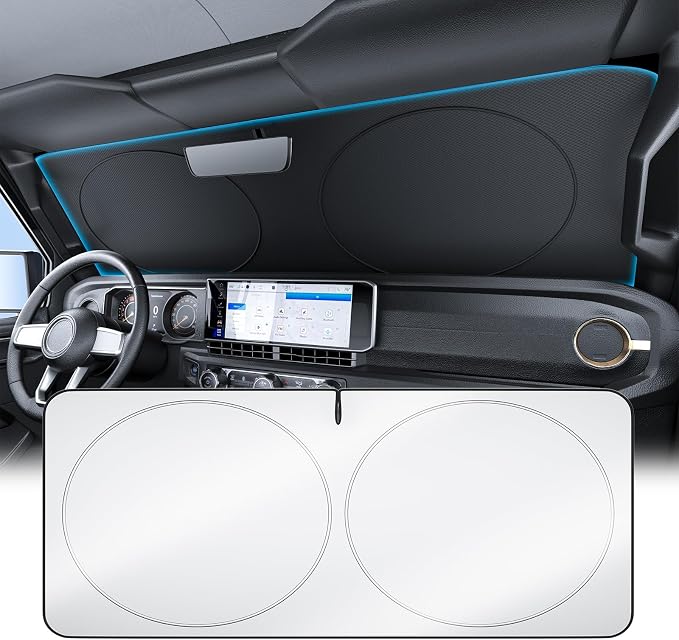 Wigoo 2026 Upgrade Universal Car Windshield Sun Shade [100% Light Block, Durable 210D Oxford] Foldable Heat Insulation Interior Sun Visor to Keep Interior Cool with Storage Bag, XS(59"x21")