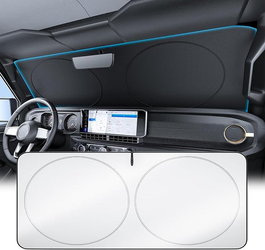 Wigoo 2026 Upgrade Universal Car Windshield Sun Shade [100% Light Block, Durable 210D Oxford] Foldable Heat Insulation Interior Sun Visor to Keep Interior Cool with Storage Bag, XS(59"x21")