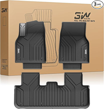3W Floor Mats Fit for Tesla New Model Y 2025 2026 Juniper, TPE All Weather Custom Fit Floor Liner for Juniper Model Y Accessories 1st and 2nd Row Car Mats Easy Clean, Vigormold™
