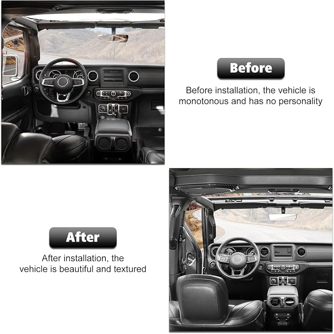 RT-TCZ Carbon Fiber Interior Trim Kit Cover Center Console Decoration Accessories Compatible with Jeep Wrangler JL JLU & Gladiator JT 2018-2023 23PCS