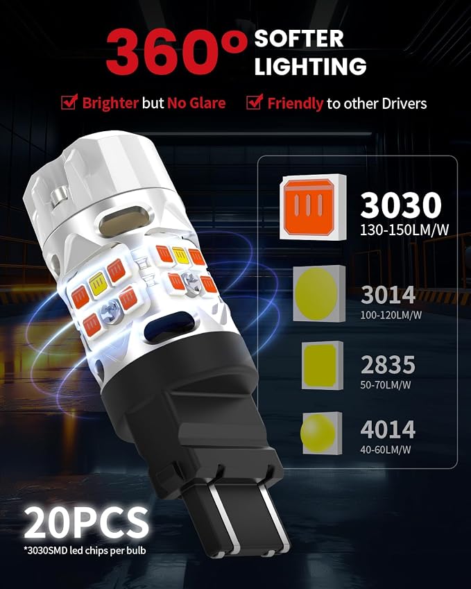 LASFIT 3157 Switchback LED Bulb, 3057 4157 White Amber T3 Series CANBUS Anti Hyper Flash Front Turn Signal DRL Parking Light New 500% Bright, Only for Standard Socket (Pack of 2)