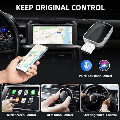 Plug and Play CarPlay Wireless Adapter for Apple iPhone Wireless Android Auto,Fast Auto Connect USB A/Type-C with 927+ Models from 2015 / iOS 10+ / Android 11+