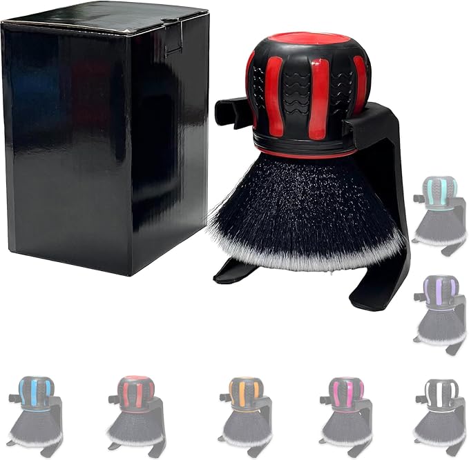 Ultra Soft Detailing Brush, Handle XL Brush - Ultra Soft Bristles, Multi-Color Handles, Removable Brush Heads, with Storage Rack, Covers Large Area Inside or Outside Vehicles(Red)