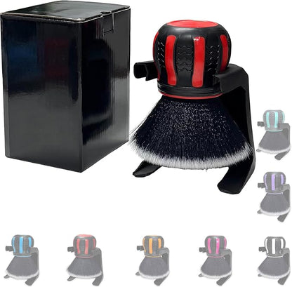 Ultra Soft Detailing Brush, Handle XL Brush - Ultra Soft Bristles, Multi-Color Handles, Removable Brush Heads, with Storage Rack, Covers Large Area Inside or Outside Vehicles(Red)