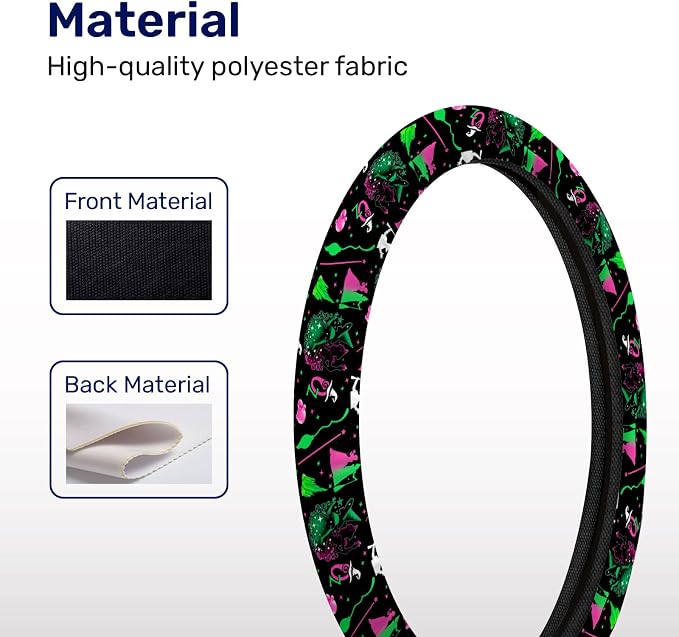 GENANY Good Witch Steering Wheel Cover, Non Slip Polyester Car Wheel Protector for Car SUV Truck, Universal 15 Inch