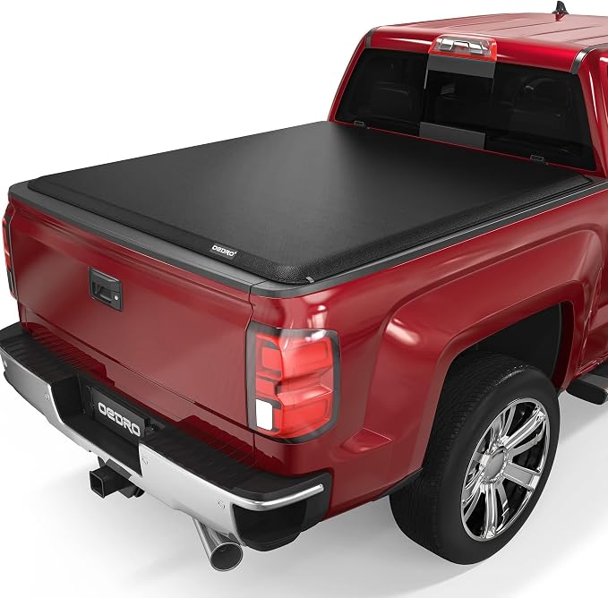 oEdRo Soft Roll up Truck Bed Tonneau Cover Compatible with 2014-2018 Chevy Silverado 1500 / GMC Sierra 1500, Fleetside 5.8ft Bed