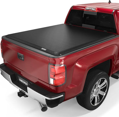 oEdRo Soft Roll up Truck Bed Tonneau Cover Compatible with 2014-2018 Chevy Silverado 1500 / GMC Sierra 1500, Fleetside 5.8ft Bed