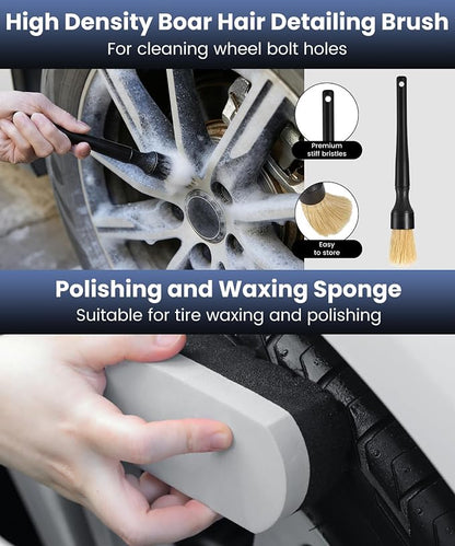 9Pcs Wheel Brush, Tire Brushes for Cleaning Tires, Durable Rim Brush & Car Wheel Brushes for Cleaning Wheel and Tire, Car Detailing Brush for Cars, Trucks, RVs, Motorcycles, Room, Corner