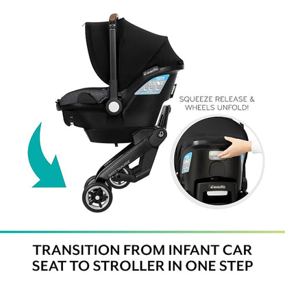 Evenflo Shyft DualRide Infant Car Seat and Stroller Combo with Carryall Storage (Sylva Pink)